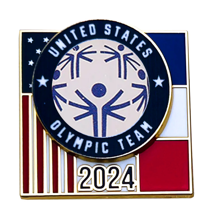 Tùy chỉnh 2024 PARIS Olympics Team USA Dual Flags Pin Pin