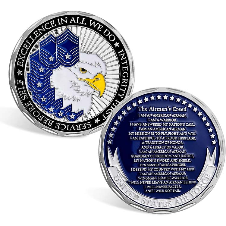 Custom US Air Force Challenge Coin gekleurde F-35 Lightning II straaljager Militaire munt