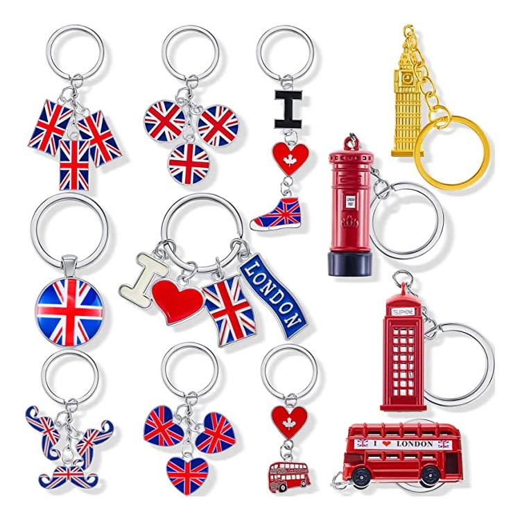 London Souvenir Keychains UK Keyrings Flag untuk Hadiah Parti Hadiah British