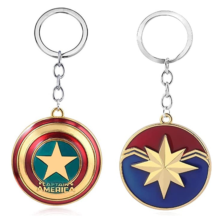 Cusotm Metal Marvel Keychain Captain America Shield Ring